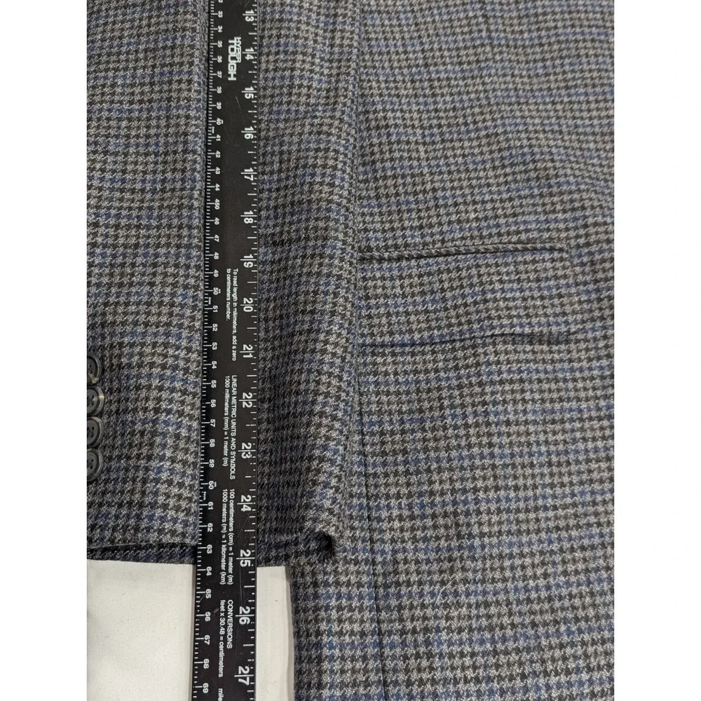 New No Tags Chaps Blazer Sports Jacket Coat Lambswool Gray Houndstooth 48R‎ 50